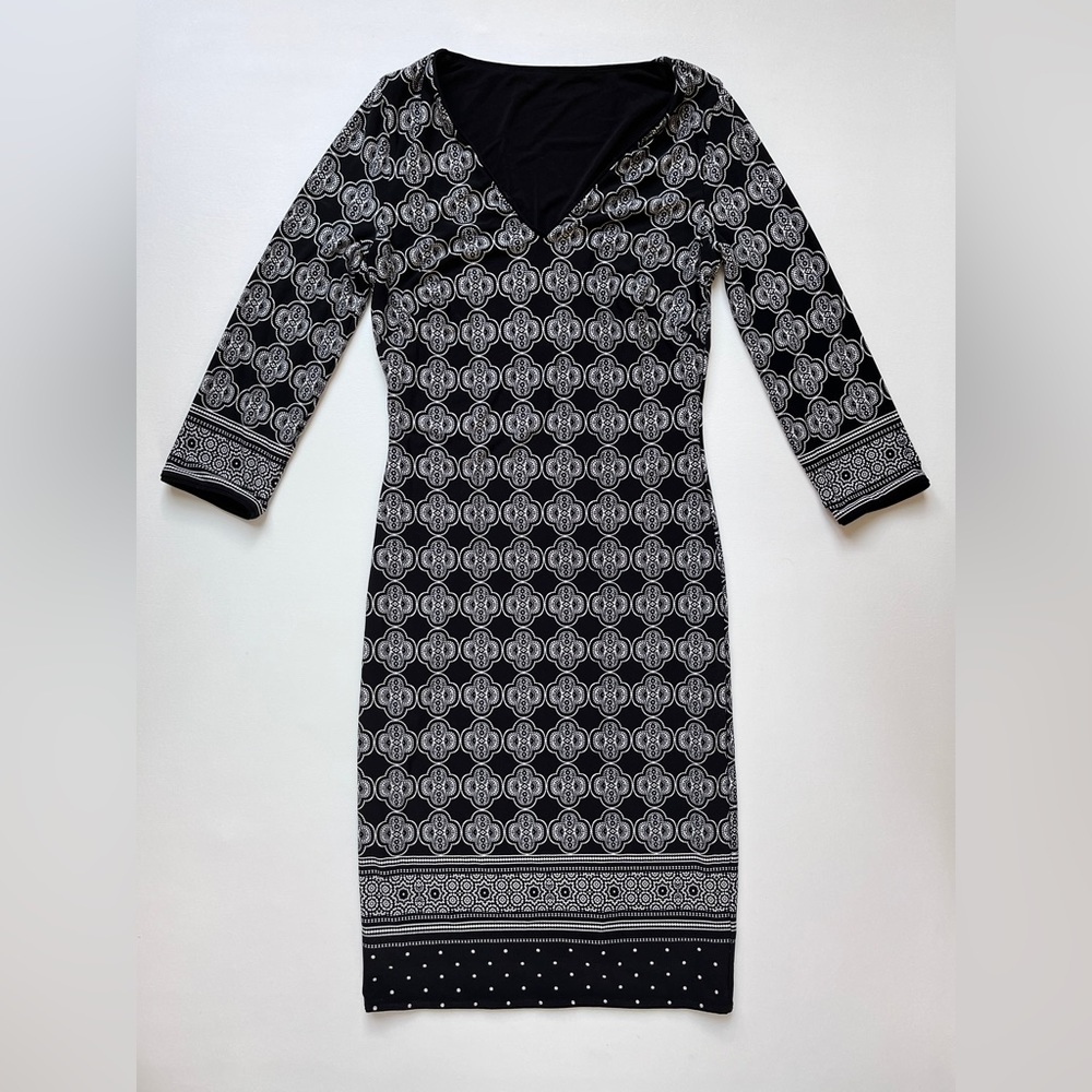 WHBM Bandana Paisley Sheath Dress - Reversible - Black & White - Women’s XS